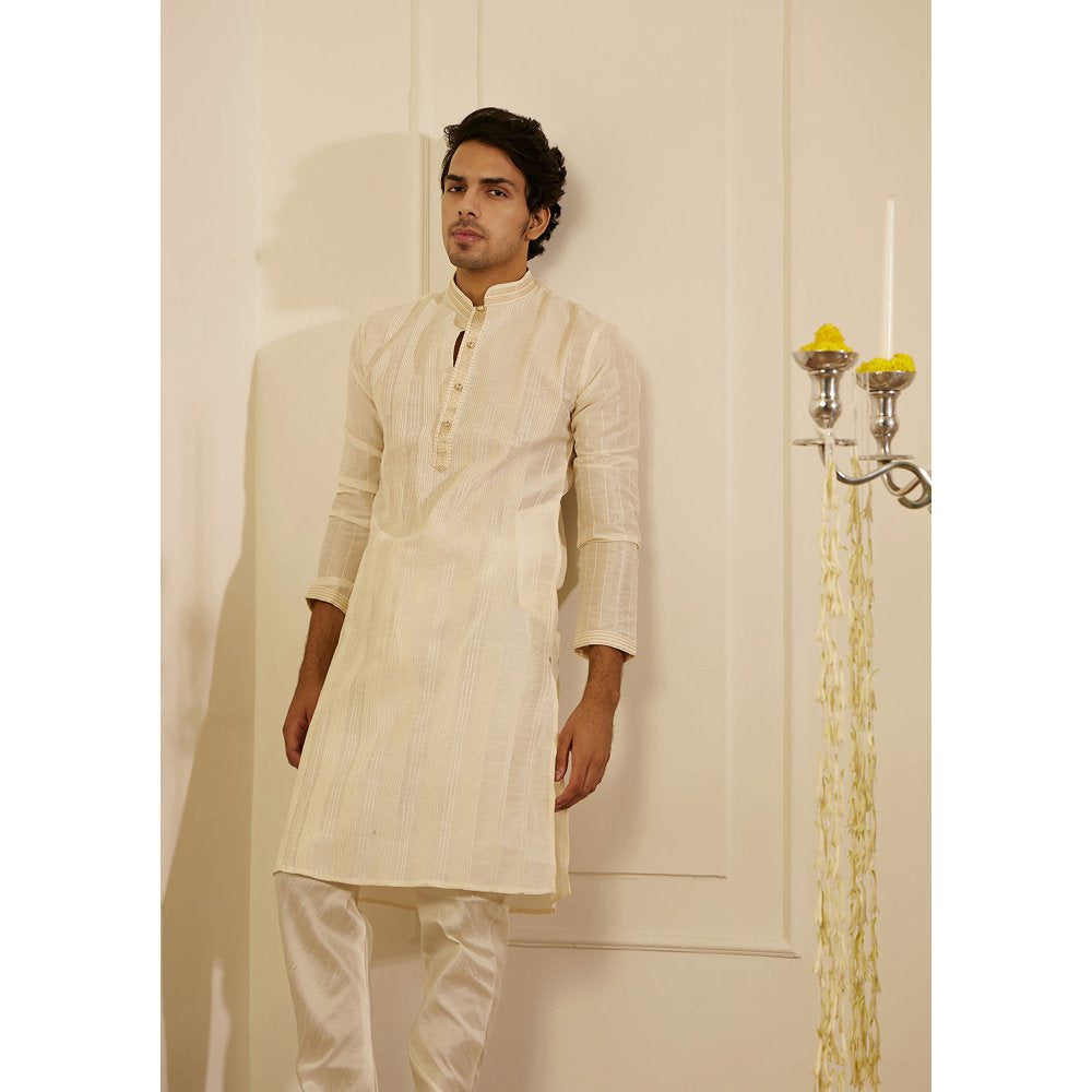 House of Chikankari Amir Silk Straight Men Kurta with Pyjama (Set of 2)