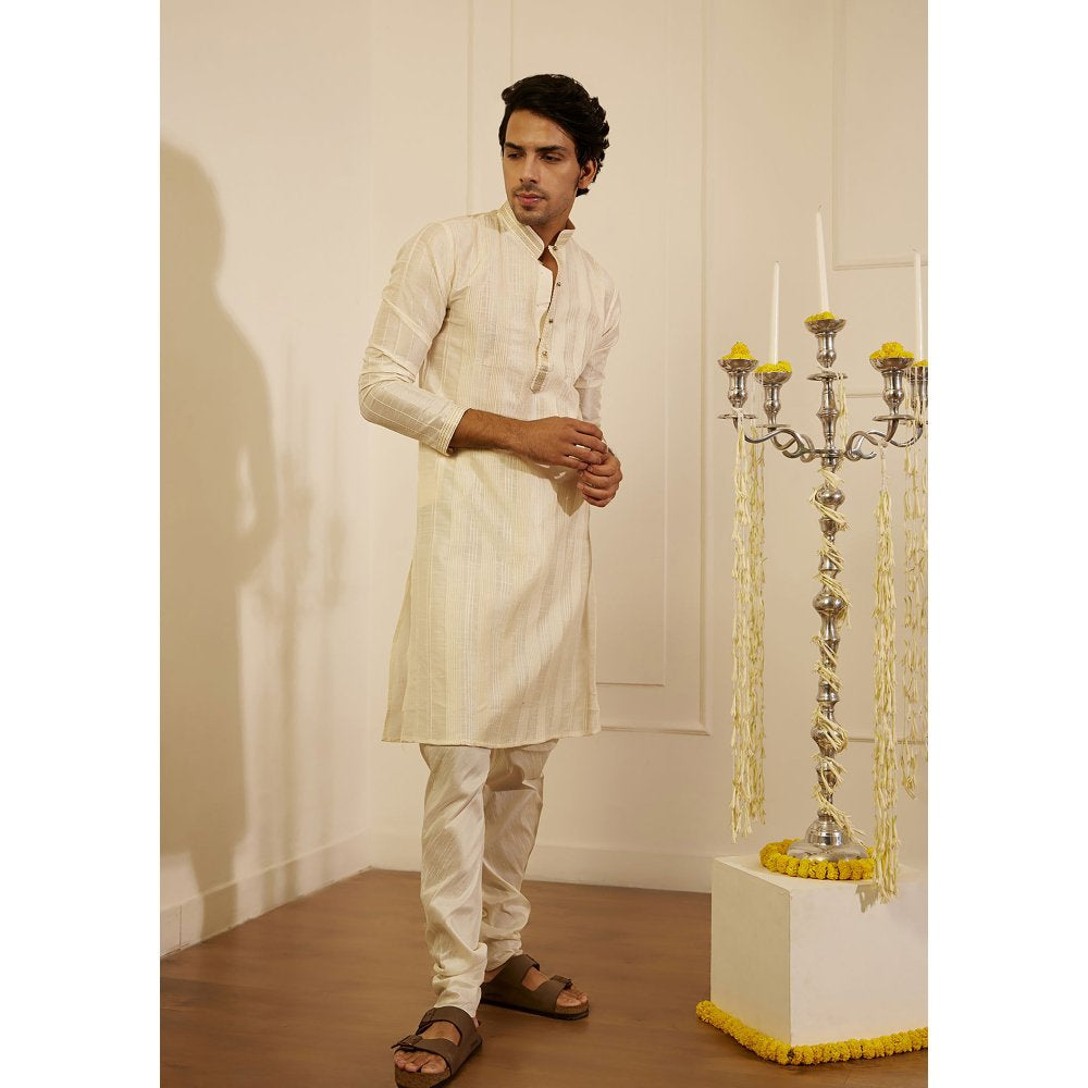 House of Chikankari Amir Silk Straight Men Kurta with Pyjama (Set of 2)