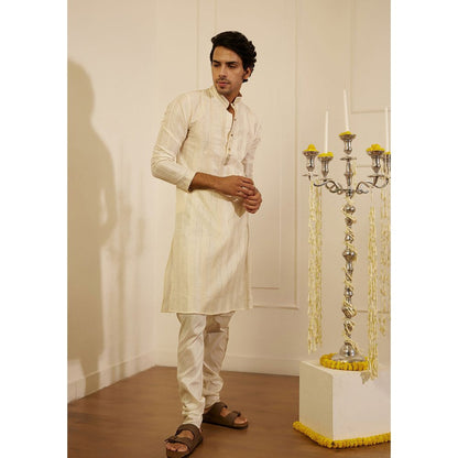 House of Chikankari Amir Silk Straight Men Kurta with Pyjama (Set of 2)