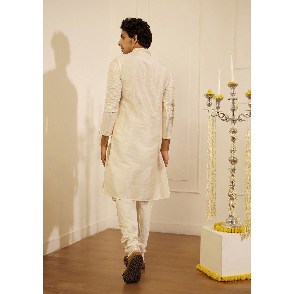 House of Chikankari Amir Silk Straight Men Kurta with Pyjama (Set of 2)