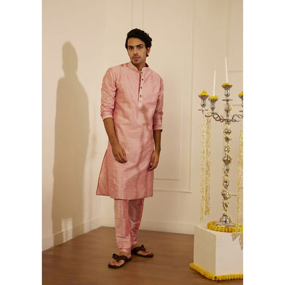 House of Chikankari Rashid Silk Straight Men Kurta with Pyjama (Set of 2)