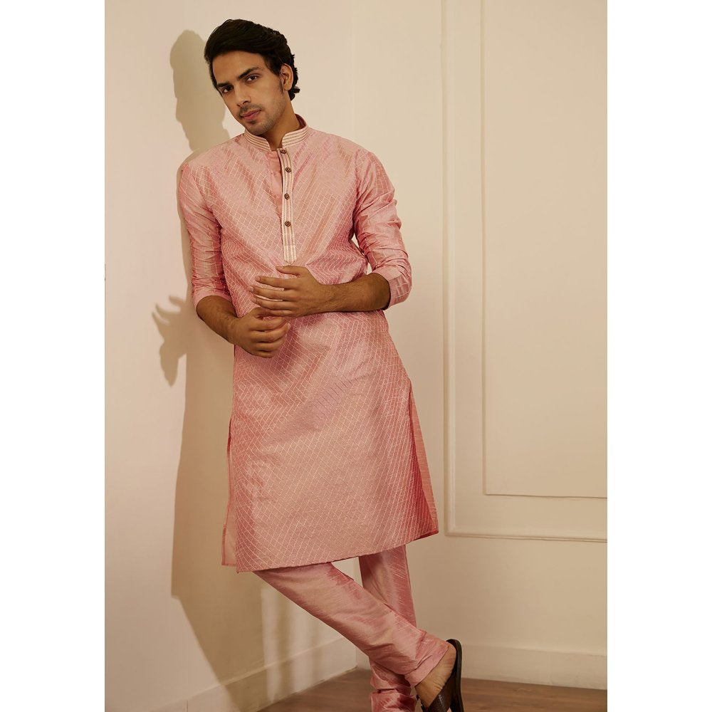 House of Chikankari Rashid Silk Straight Men Kurta with Pyjama (Set of 2)