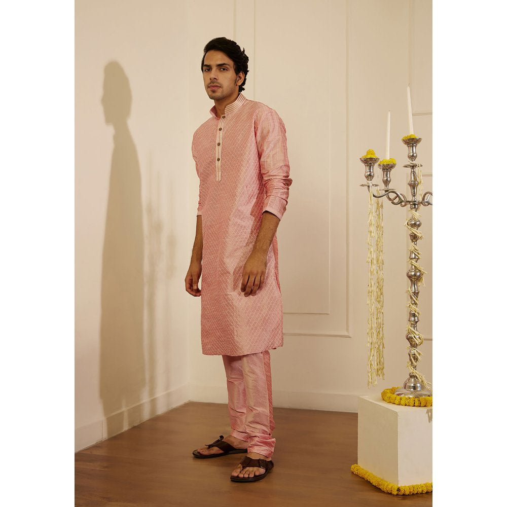 House of Chikankari Rashid Silk Straight Men Kurta with Pyjama (Set of 2)