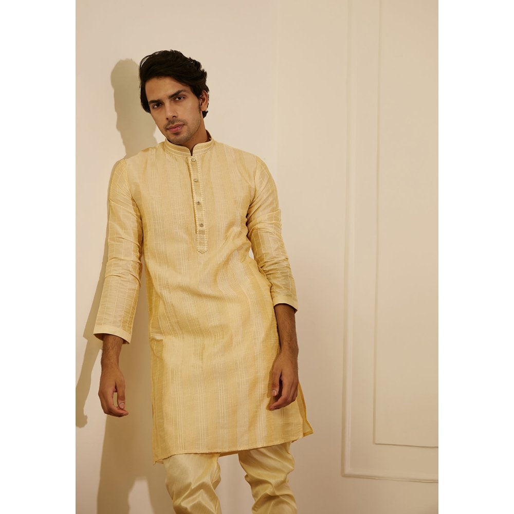 House of Chikankari Amir Silk Straight Men Kurta with Pyjama (Set of 2)