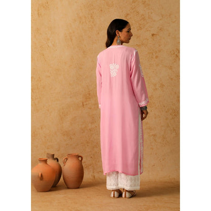 House of Chikankari Pink Maheera Chikankari Modal Straight Kurta