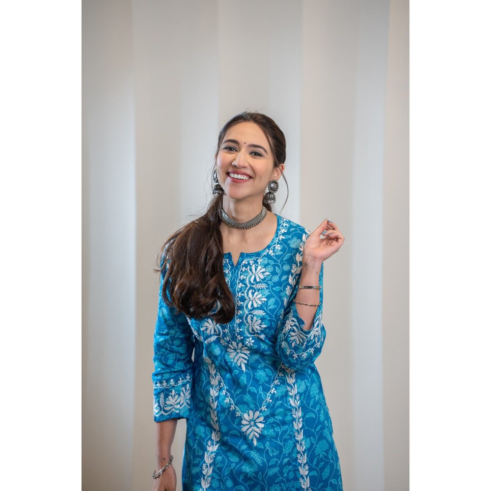 House of Chikankari Ambar Chikankari Mulmul Kurta
