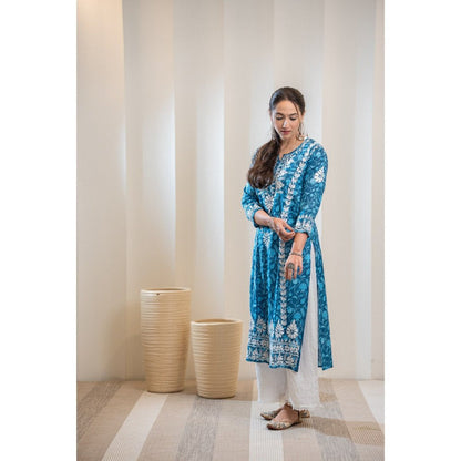 House of Chikankari Ambar Chikankari Mulmul Straight Kurta