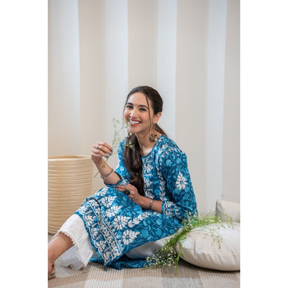 House of Chikankari Ambar Chikankari Mulmul Straight Kurta