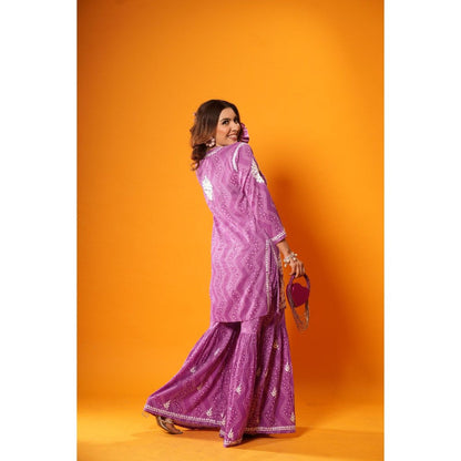 House of Chikankari Jugni Chikankari Mulmul Kurta with Gharara (Set of 2)
