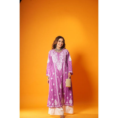 House of Chikankari Jugni Chikankari Mulmul A-Line Kurta