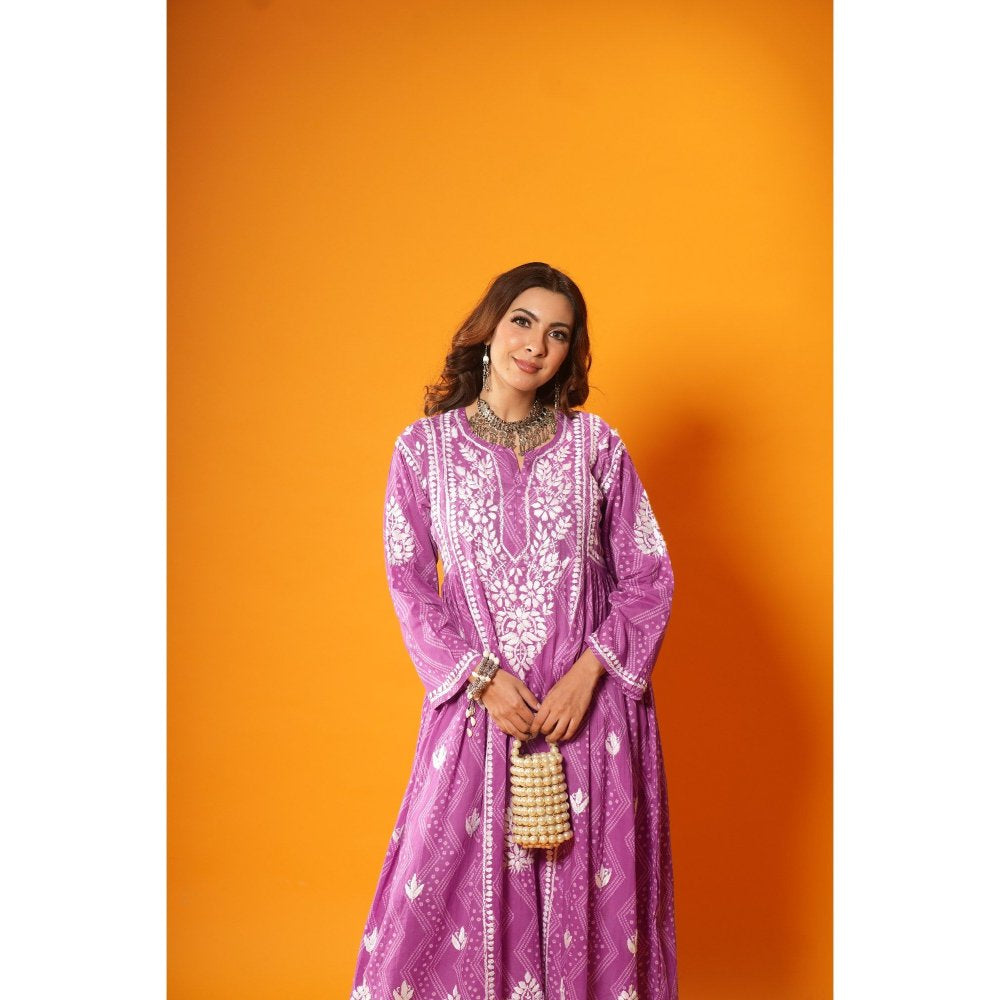 House of Chikankari Jugni Chikankari Mulmul A-Line Kurta