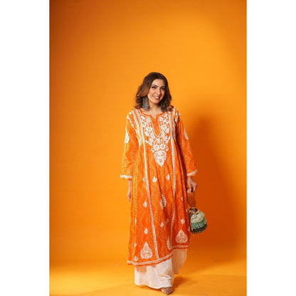 House of Chikankari Jugni Chikankari Mulmul A-Line Kurta