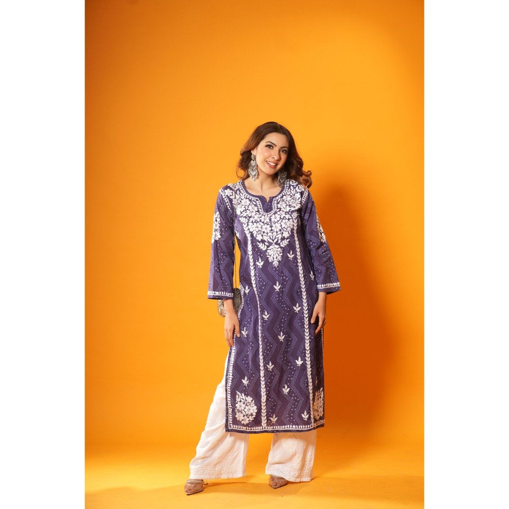 House of Chikankari Jugni Chikankari Mulmul Straight Kurta