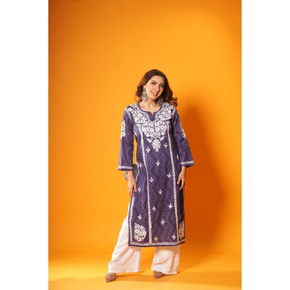 House of Chikankari Jugni Chikankari Mulmul Straight Kurta