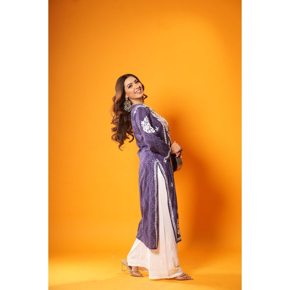 House of Chikankari Jugni Chikankari Mulmul Straight Kurta