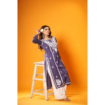 House of Chikankari Jugni Chikankari Mulmul Straight Kurta