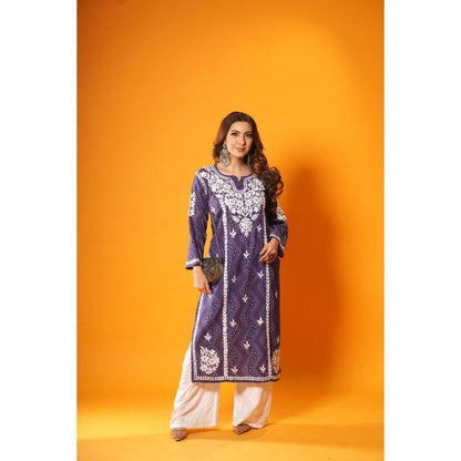 House of Chikankari Jugni Chikankari Mulmul Straight Kurta