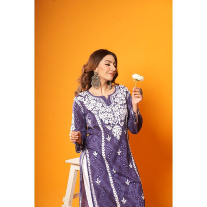 House of Chikankari Jugni Chikankari Mulmul Straight Kurta