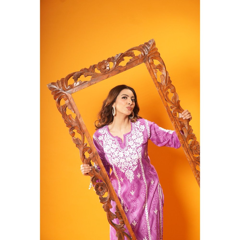House of Chikankari Jugni Chikankari Mulmul Straight Kurta