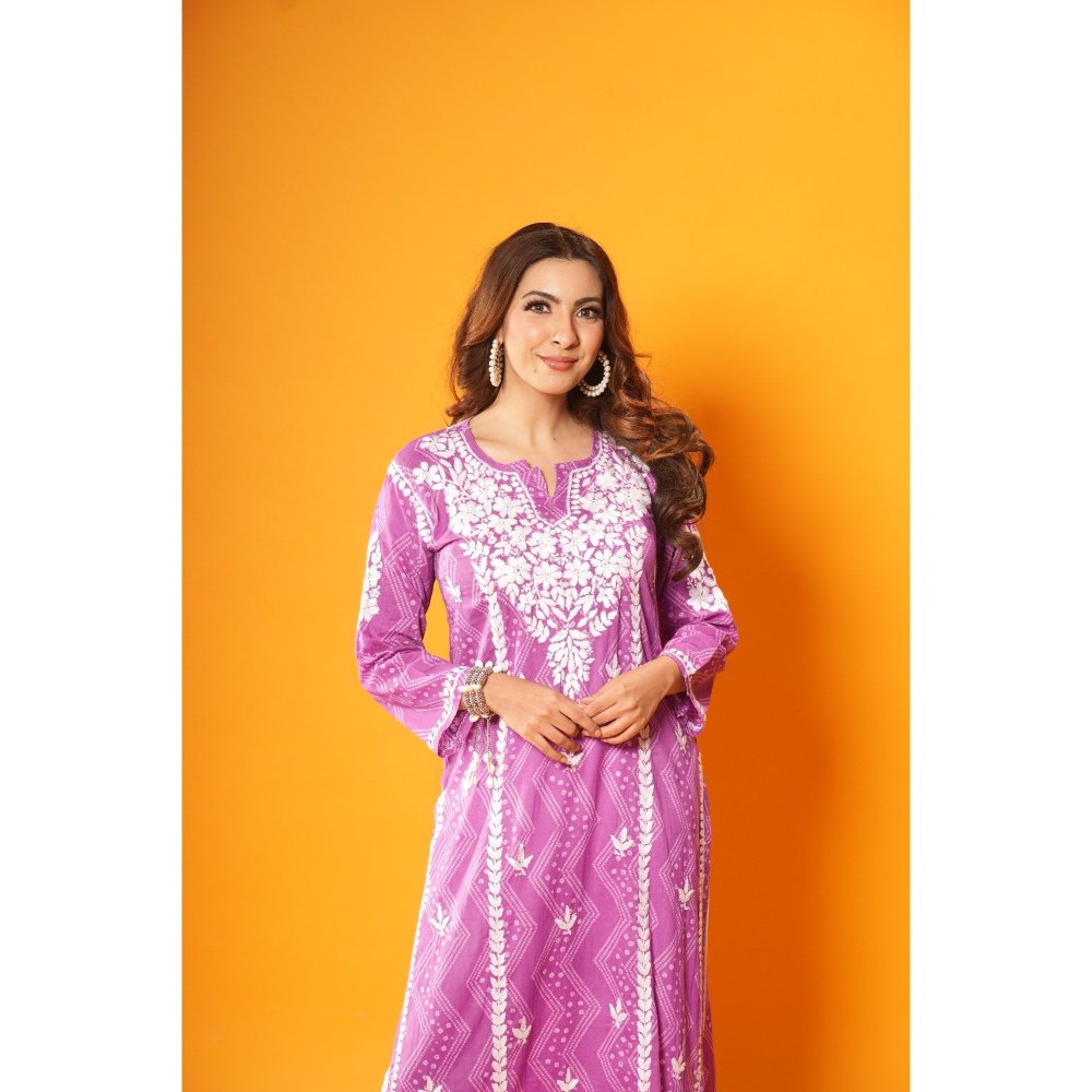 House of Chikankari Jugni Chikankari Mulmul Straight Kurta