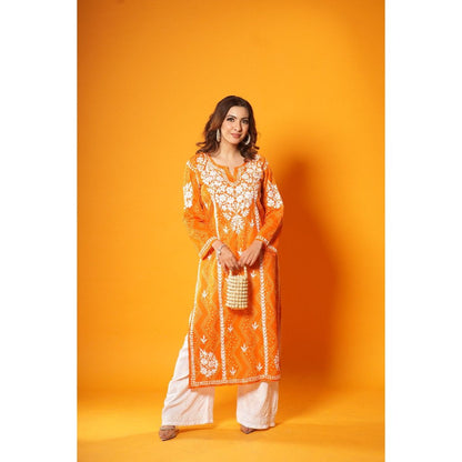 House of Chikankari Jugni Chikankari Mulmul Straight Kurta