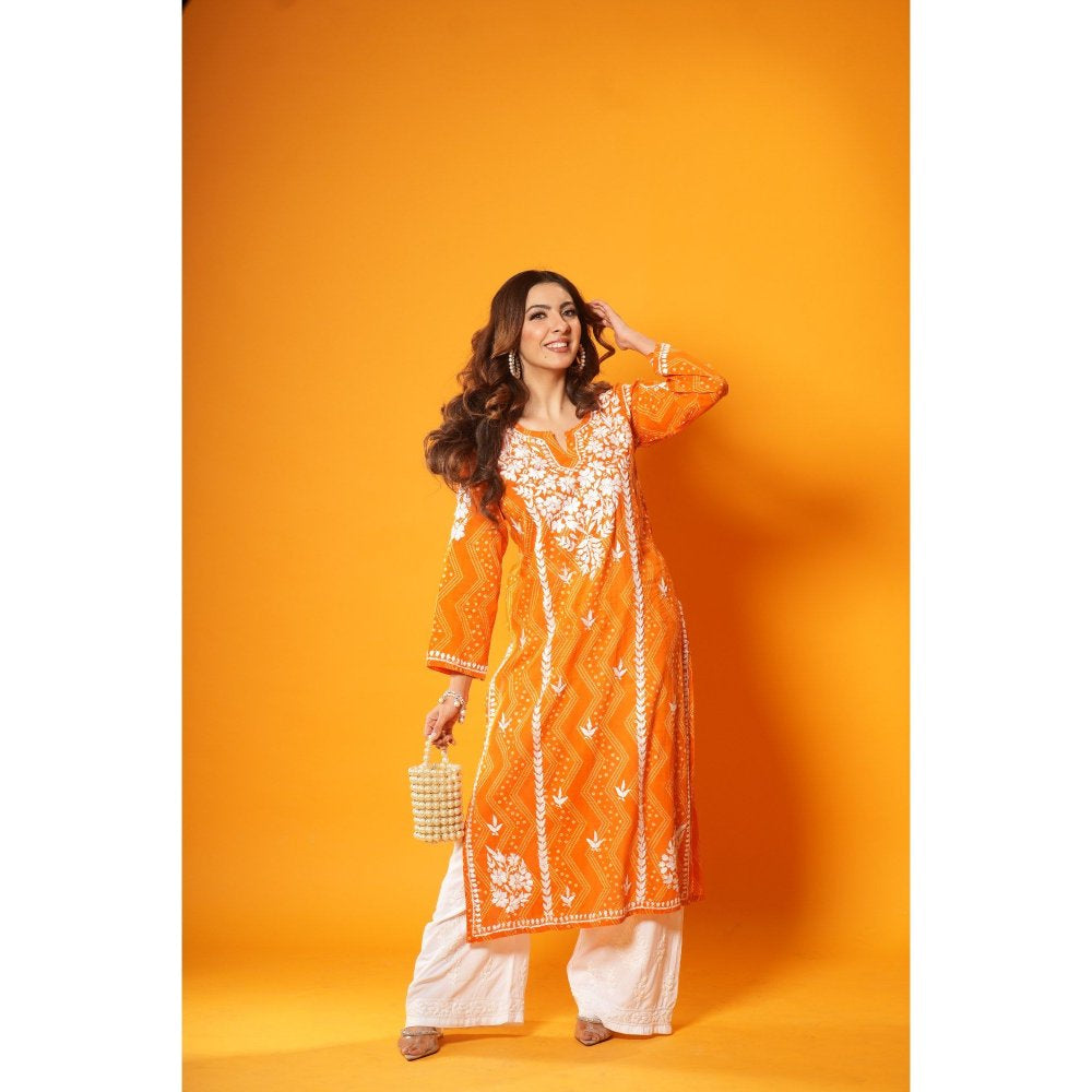 House of Chikankari Jugni Chikankari Mulmul Straight Kurta