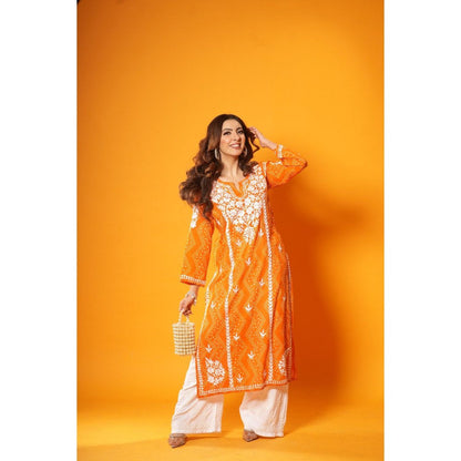 House of Chikankari Jugni Chikankari Mulmul Straight Kurta