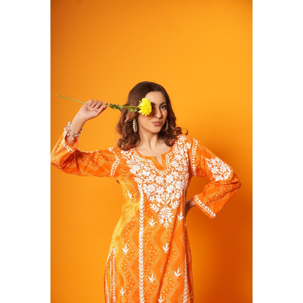 House of Chikankari Jugni Chikankari Mulmul Straight Kurta