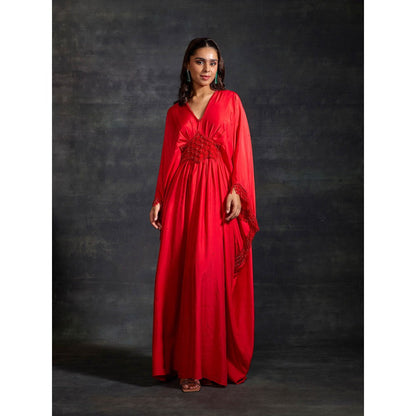 House of Exotique Red Fareeha Kaftan