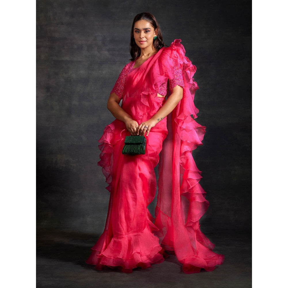 House of Exotique Bobby Embroidered Saree with Stitched Blouse