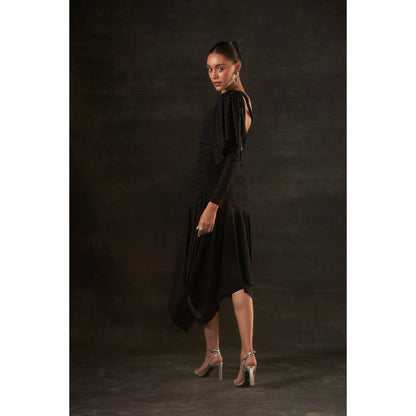 House of Exotique Black Glitter Jersey Dress