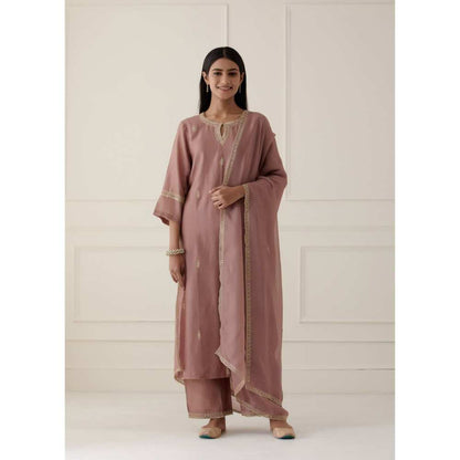 Ikshita Choudhary Dusty Rose Pink Embroidered Dupatta