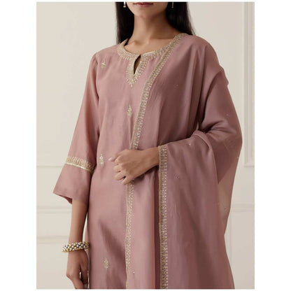 Ikshita Choudhary Dusty Rose Pink Embroidered Dupatta