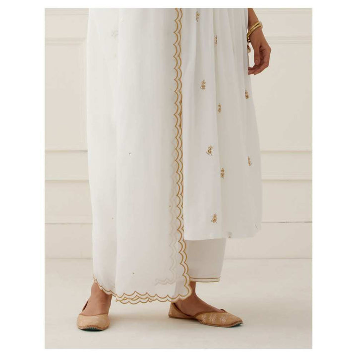 Ikshita Choudhary White Embroidered Modal Cotton Pants