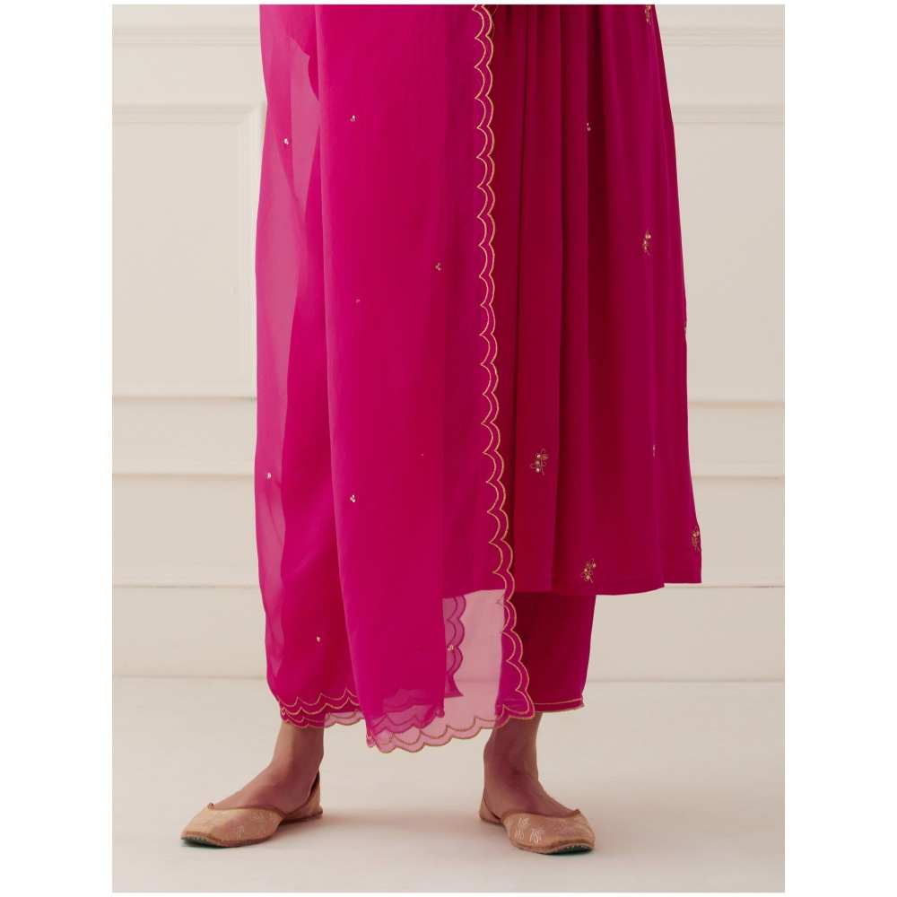 Ikshita Choudhary Magenta Embroidered Modal Cotton Pants