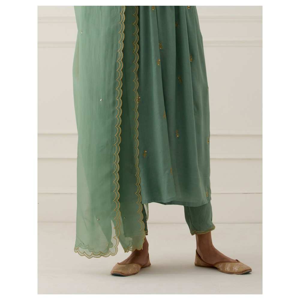 Ikshita Choudhary Green Embroidered Modal Cotton Pants