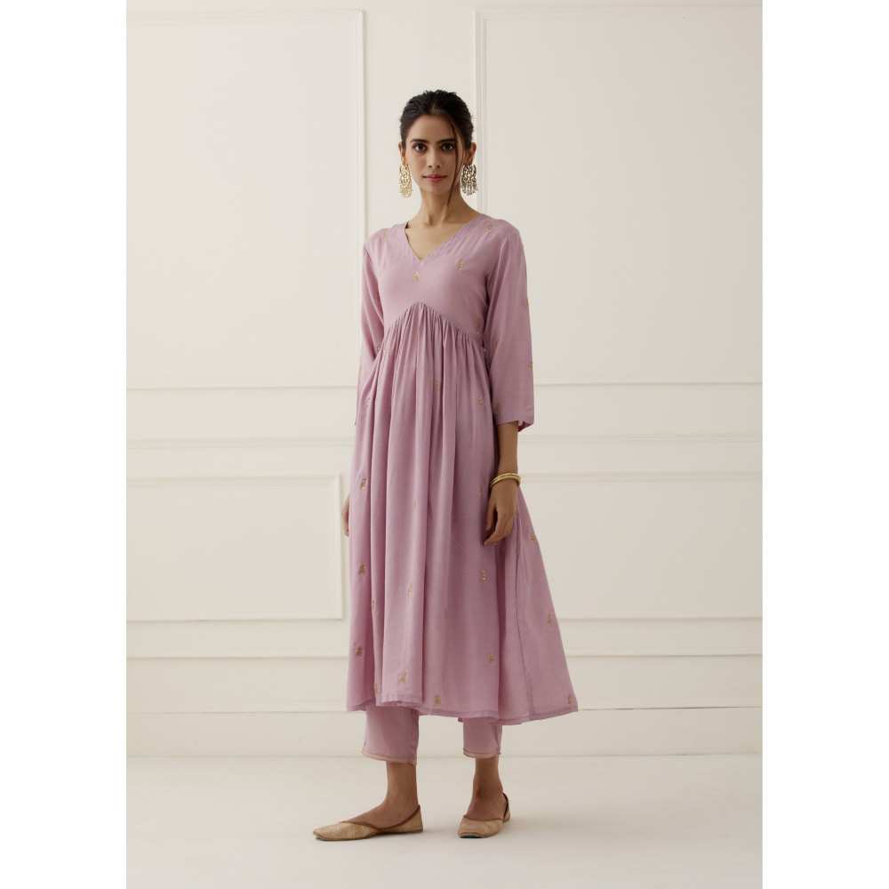 Ikshita Choudhary Purple Lilac Embroidered Modal Cotton Kurta