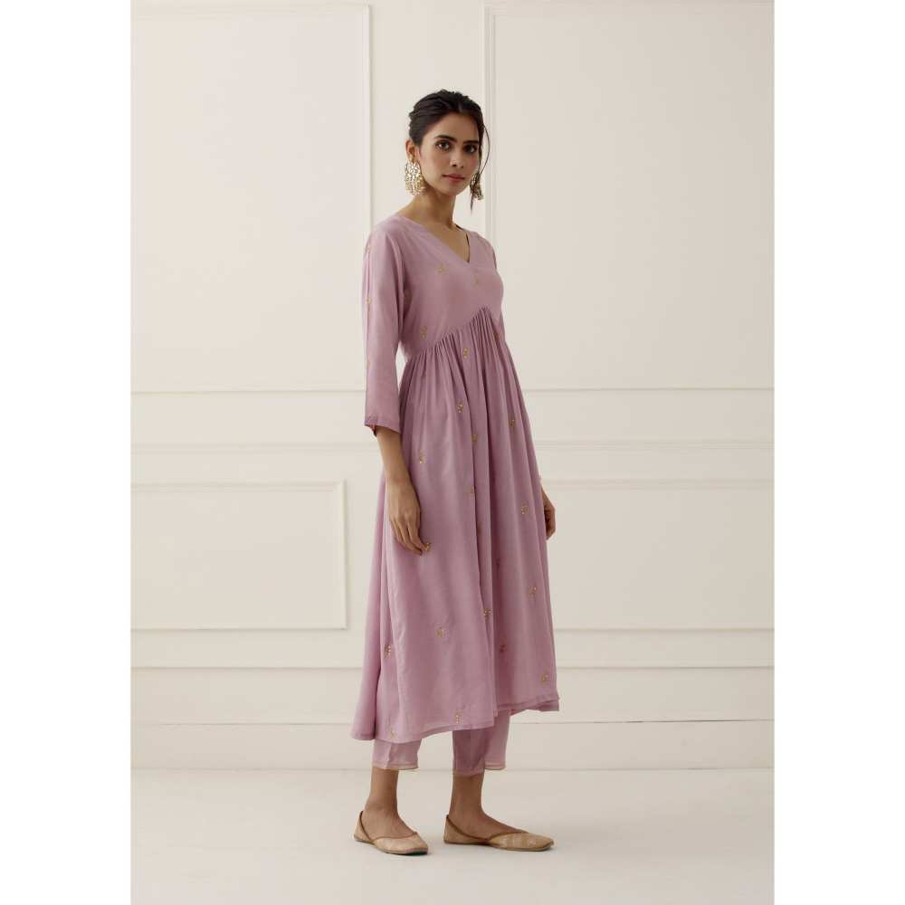 Ikshita Choudhary Purple Lilac Embroidered Modal Cotton Kurta