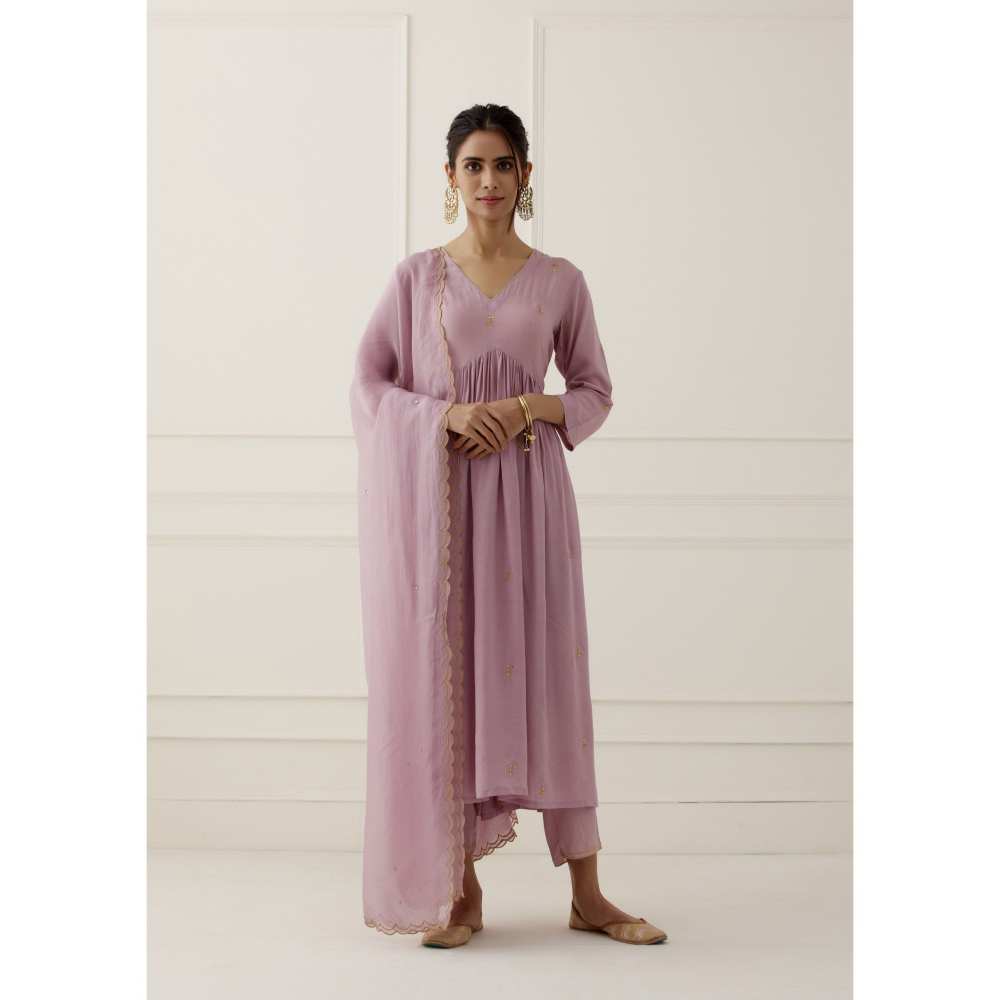 Ikshita Choudhary Purple Lilac Embroidered Modal Cotton Kurta