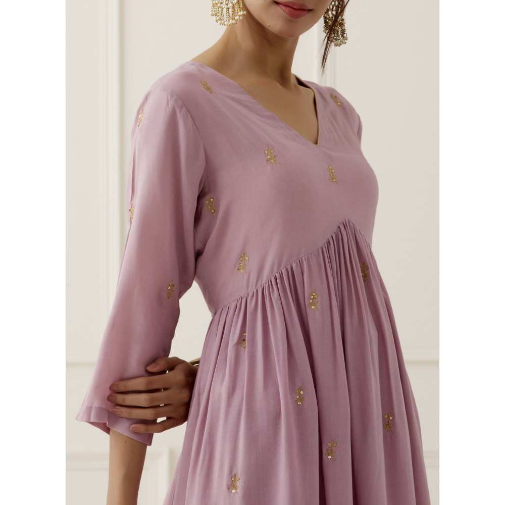 Ikshita Choudhary Purple Lilac Embroidered Modal Cotton Kurta