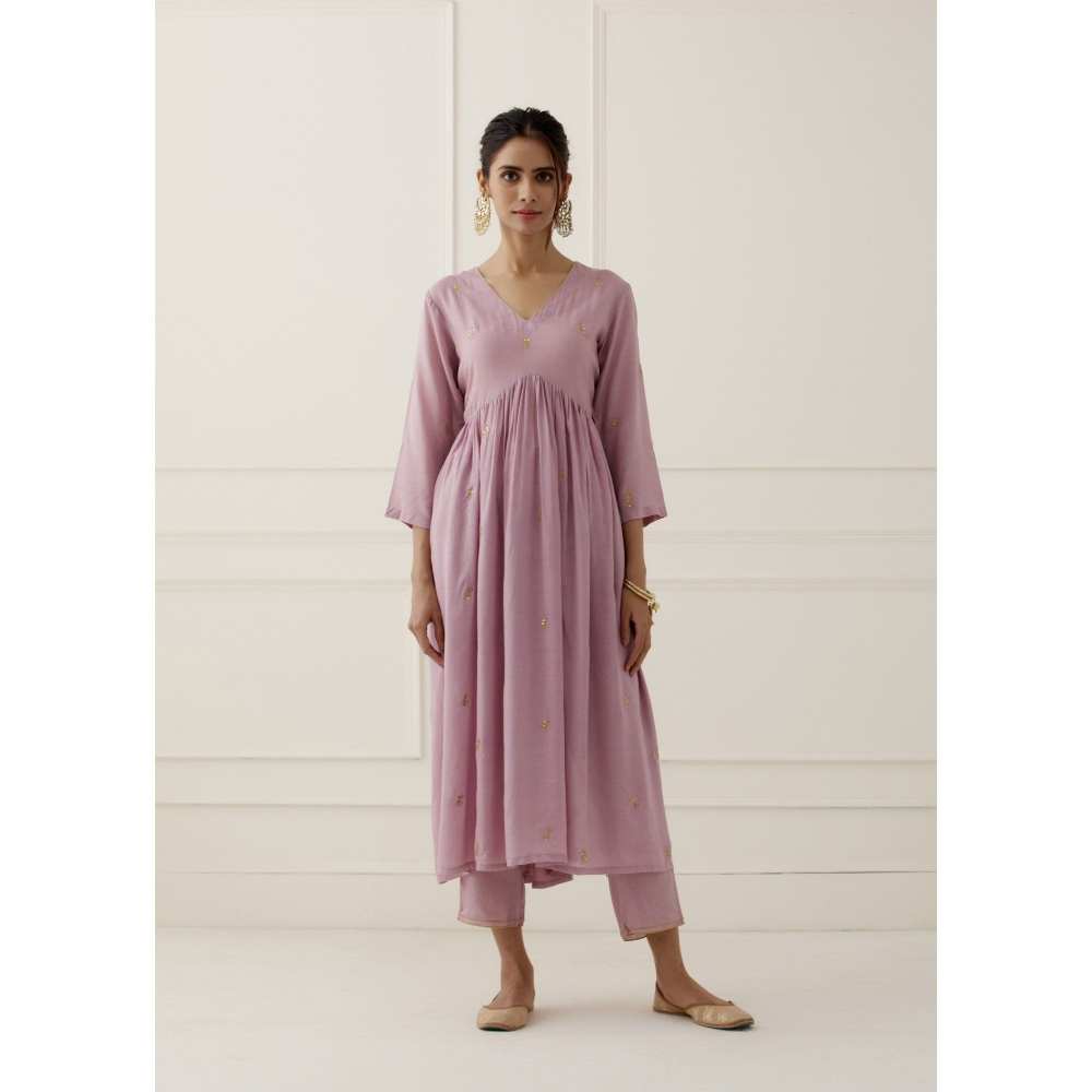 Ikshita Choudhary Purple Lilac Embroidered Modal Cotton Pants