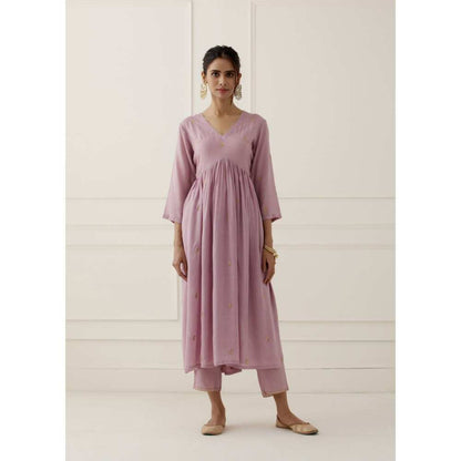 Ikshita Choudhary Purple Lilac Embroidered Modal Cotton Pants
