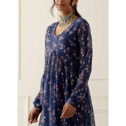 Ikshita Choudhary Navy Blue Printed Cotton Kurta