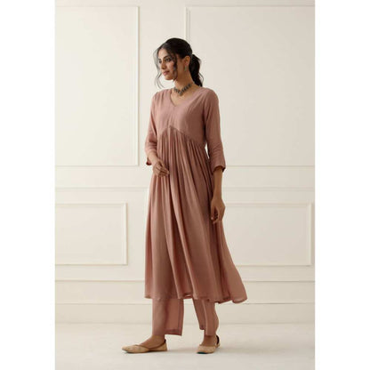 Ikshita Choudhary Dusty Peach Kurta Lace Detailing