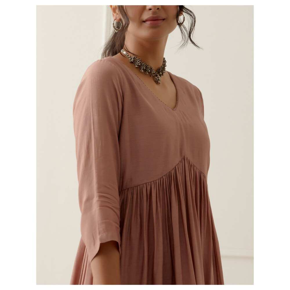 Ikshita Choudhary Dusty Peach Kurta Lace Detailing