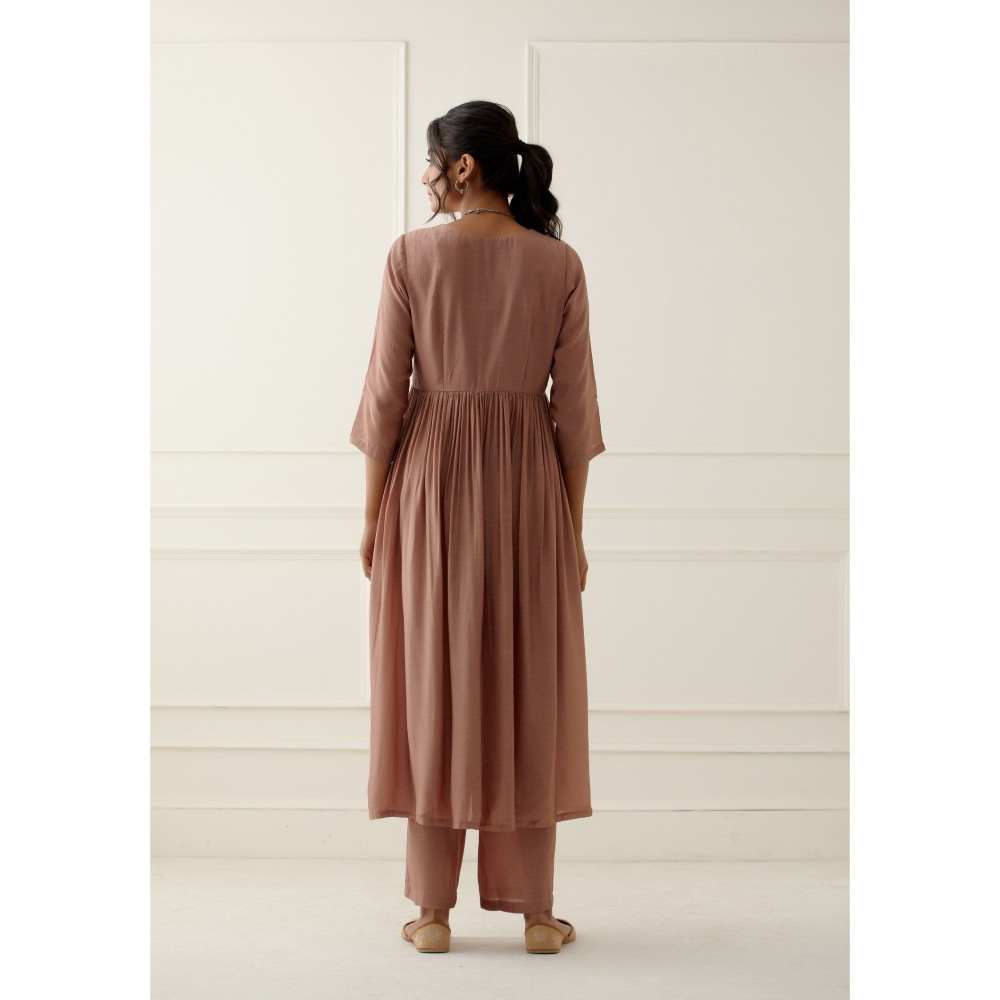 Ikshita Choudhary Dusty Peach Kurta Lace Detailing