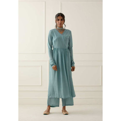 Ikshita Choudhary Sky Blue Kurta Lace Detailing