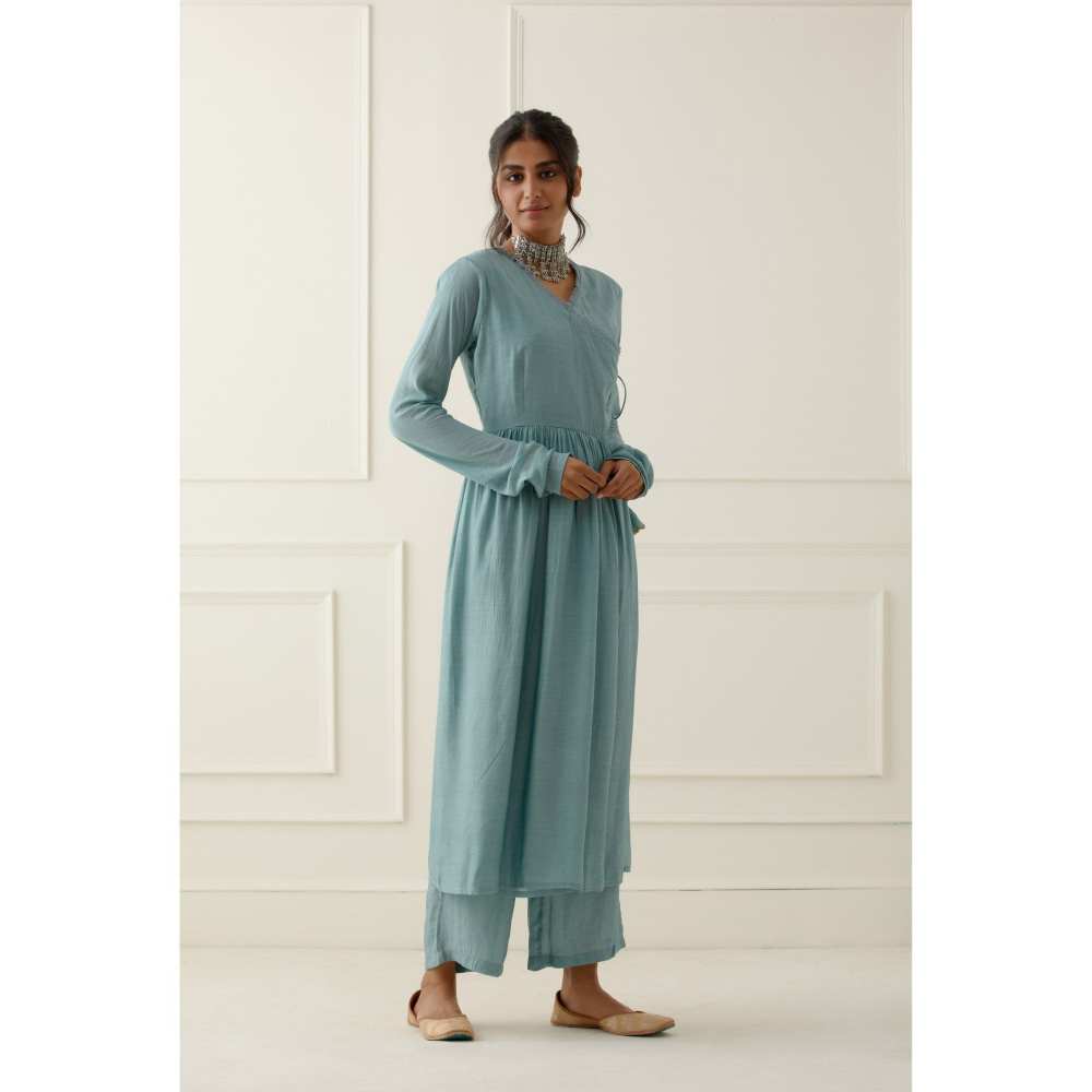 Ikshita Choudhary Sky Blue Kurta Lace Detailing