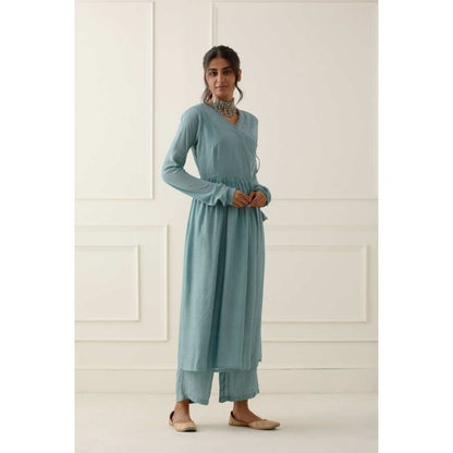 Ikshita Choudhary Sky Blue Kurta Lace Detailing