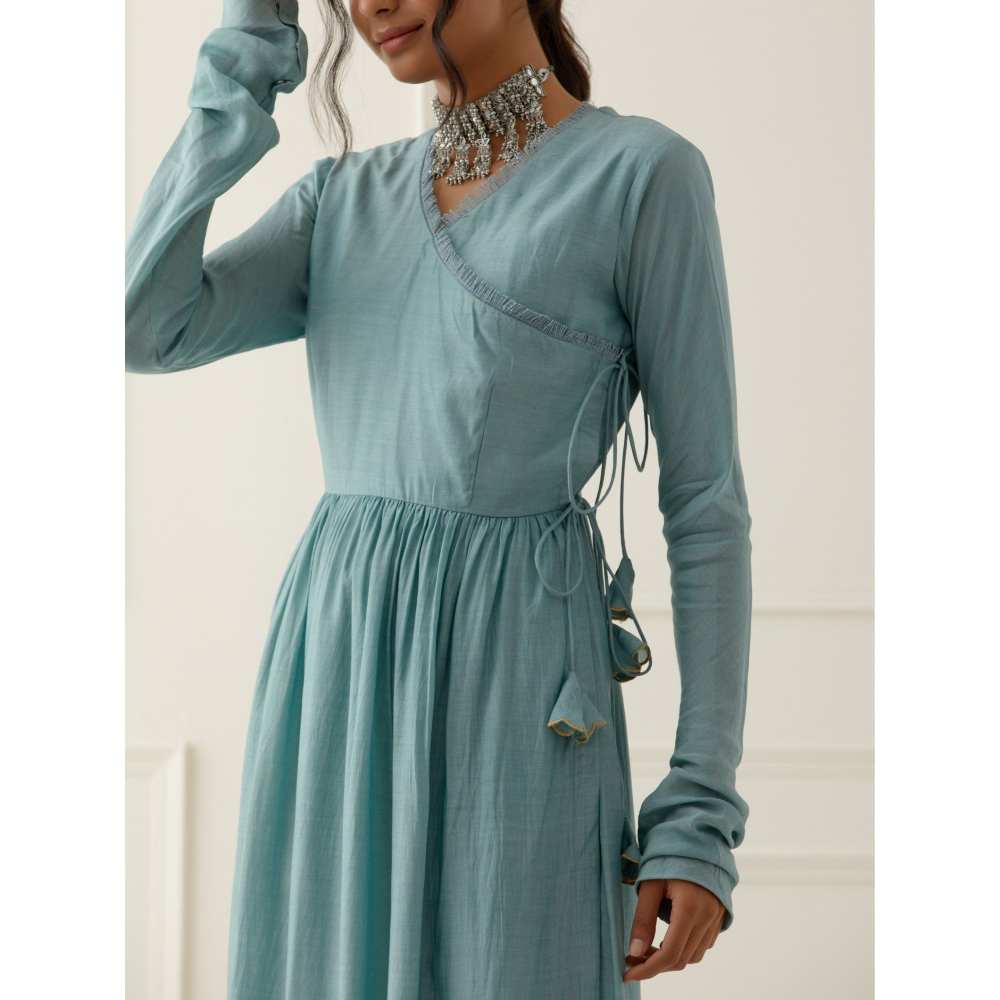 Ikshita Choudhary Sky Blue Kurta Lace Detailing